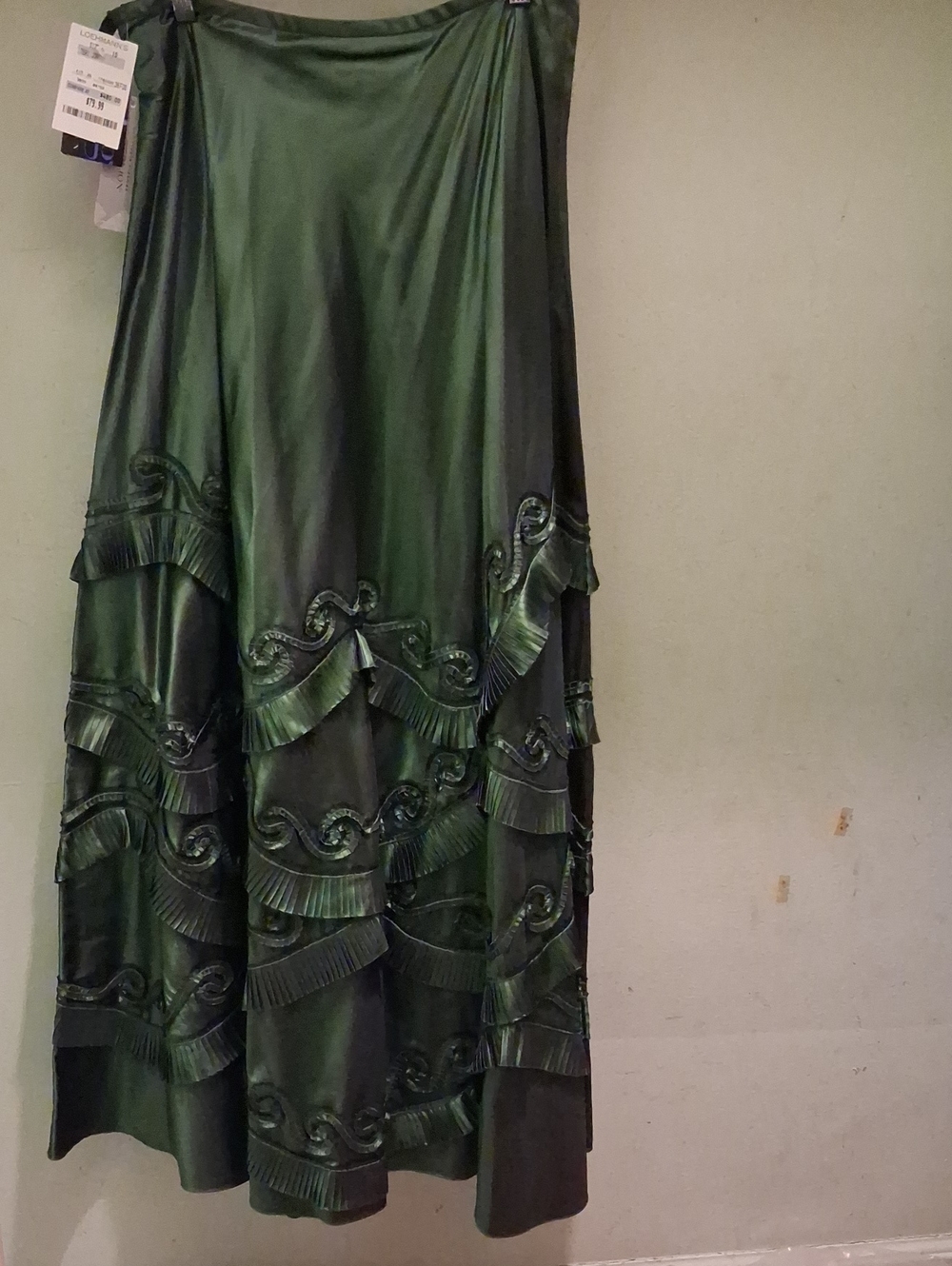 Rickie Freeman for Teri Jon Olive Green Tiered Maxi Skirt - Picture 2 of 4